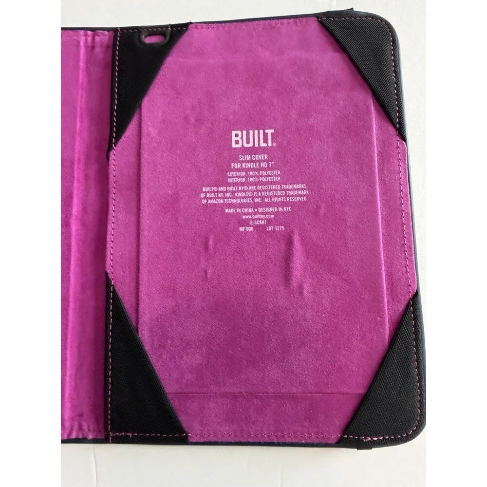 BUILT Kindle Fire HD 7 Slim Cover Floral Tablet Case Sleeve Pink Purple Flowers